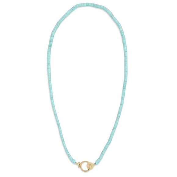 Gorjana Parker Gem Turquoise Beaded Necklace Gold Clasp 16.5”
